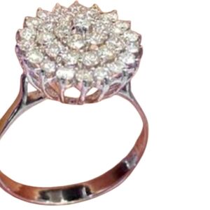 Diamond CZ Flower Silver Ring